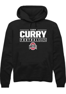 Caden Curry Rally Mens Black Ohio State Buckeyes NIL Stacked Box Hooded Sweatshirt