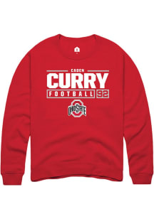 Caden Curry Rally Mens Red Ohio State Buckeyes NIL Stacked Box Crew Sweatshirt