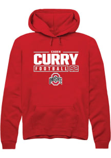 Caden Curry Rally Mens Red Ohio State Buckeyes NIL Stacked Box Hooded Sweatshirt