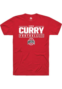 Caden Curry Red Ohio State Buckeyes NIL Stacked Box Short Sleeve T Shirt