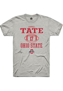 Carnell Tate Ash Ohio State Buckeyes NIL Sport Icon Short Sleeve T Shirt