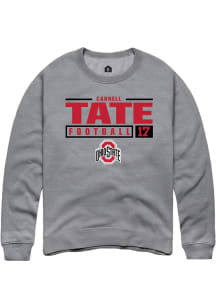 Carnell Tate  Rally Ohio State Buckeyes Mens Grey NIL Stacked Box Long Sleeve Crew Sweatshirt
