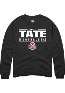 Carnell Tate  Rally Ohio State Buckeyes Mens Black NIL Stacked Box Long Sleeve Crew Sweatshirt