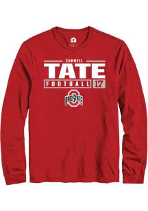 Carnell Tate Rally Mens Red Ohio State Buckeyes NIL Stacked Box Tee