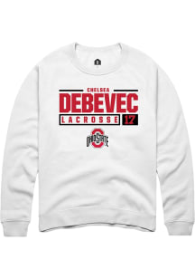 Chelsea Debevec Rally Mens White Ohio State Buckeyes NIL Stacked Box Crew Sweatshirt