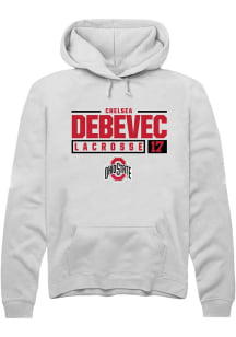 Chelsea Debevec Rally Mens White Ohio State Buckeyes NIL Stacked Box Hooded Sweatshirt