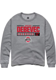 Chelsea Debevec Rally Mens Graphite Ohio State Buckeyes NIL Stacked Box Crew Sweatshirt