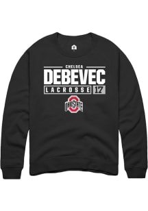 Chelsea Debevec Rally Mens Black Ohio State Buckeyes NIL Stacked Box Crew Sweatshirt
