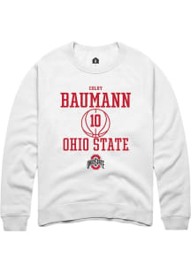 Colby Baumann Rally Mens White Ohio State Buckeyes NIL Sport Icon Crew Sweatshirt