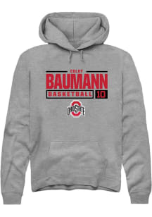 Colby Baumann Rally Mens Graphite Ohio State Buckeyes NIL Stacked Box Hooded Sweatshirt