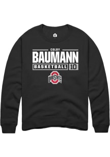 Colby Baumann Rally Mens Black Ohio State Buckeyes NIL Stacked Box Crew Sweatshirt