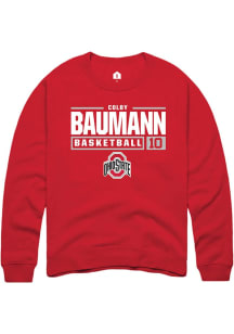 Colby Baumann Rally Mens Red Ohio State Buckeyes NIL Stacked Box Crew Sweatshirt