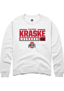 Coleman Kraske Rally Mens White Ohio State Buckeyes NIL Stacked Box Crew Sweatshirt
