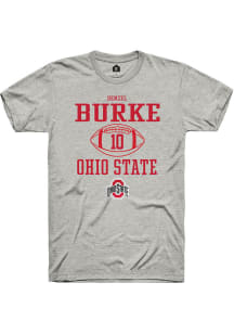 Denzel Burke  Ohio State Buckeyes Ash Rally NIL Sport Icon Short Sleeve T Shirt