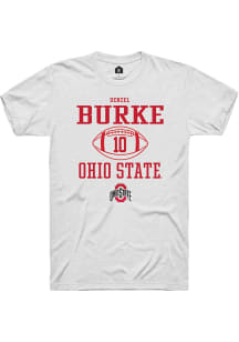 Denzel Burke  Ohio State Buckeyes White Rally NIL Sport Icon Short Sleeve T Shirt