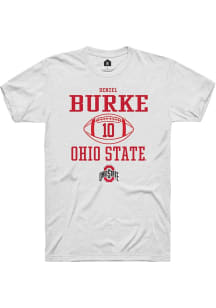 Denzel Burke  Ohio State Buckeyes White Rally NIL Sport Icon Short Sleeve T Shirt