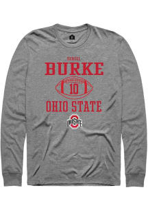 Denzel Burke  Ohio State Buckeyes Grey Rally NIL Sport Icon Long Sleeve T Shirt