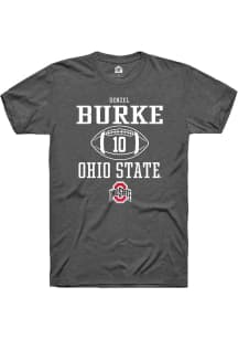 Denzel Burke  Ohio State Buckeyes Dark Grey Rally NIL Sport Icon Short Sleeve T Shirt