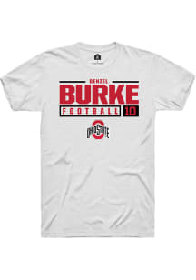 Denzel Burke  Ohio State Buckeyes White Rally NIL Stacked Box Short Sleeve T Shirt