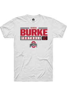 Denzel Burke White Ohio State Buckeyes NIL Stacked Box Short Sleeve T Shirt