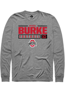 Denzel Burke  Ohio State Buckeyes Grey Rally NIL Stacked Box Long Sleeve T Shirt