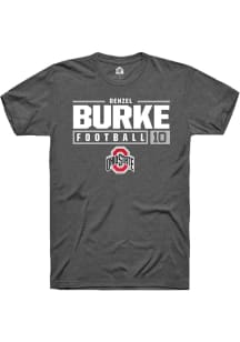 Denzel Burke  Ohio State Buckeyes Dark Grey Rally NIL Stacked Box Short Sleeve T Shirt