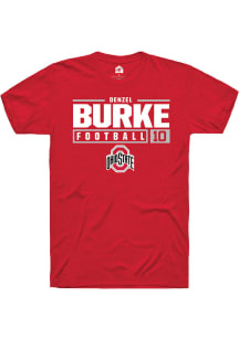 Denzel Burke  Ohio State Buckeyes Red Rally NIL Stacked Box Short Sleeve T Shirt