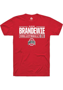 Eloise Brandewie Red Ohio State Buckeyes NIL Stacked Box Short Sleeve T Shirt