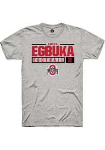 Emeka Egbuka  Ohio State Buckeyes Ash Rally NIL Stacked Box Short Sleeve T Shirt