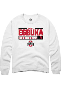 Emeka Egbuka  Rally Ohio State Buckeyes Mens White NIL Stacked Box Long Sleeve Crew Sweatshirt