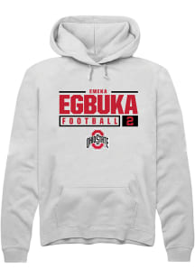 Emeka Egbuka  Rally Ohio State Buckeyes Mens White NIL Stacked Box Long Sleeve Hoodie