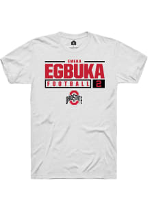 Emeka Egbuka  Ohio State Buckeyes White Rally NIL Stacked Box Short Sleeve T Shirt