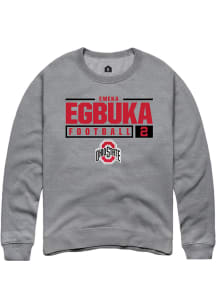 Emeka Egbuka  Rally Ohio State Buckeyes Mens Grey NIL Stacked Box Long Sleeve Crew Sweatshirt