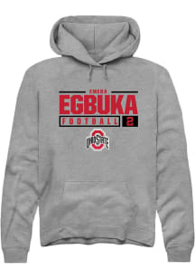 Emeka Egbuka  Rally Ohio State Buckeyes Mens Grey NIL Stacked Box Long Sleeve Hoodie