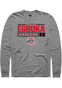 Emeka Egbuka  Ohio State Buckeyes Grey Rally NIL Stacked Box Long Sleeve T Shirt