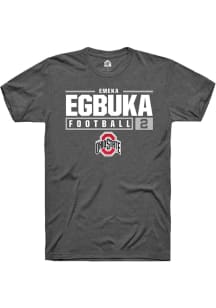 Emeka Egbuka  Ohio State Buckeyes Dark Grey Rally NIL Stacked Box Short Sleeve T Shirt