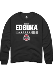 Emeka Egbuka  Rally Ohio State Buckeyes Mens Black NIL Stacked Box Long Sleeve Crew Sweatshirt