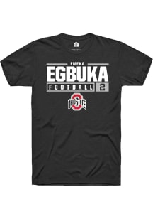 Emeka Egbuka  Ohio State Buckeyes Black Rally NIL Stacked Box Short Sleeve T Shirt