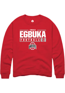 Emeka Egbuka  Rally Ohio State Buckeyes Mens Red NIL Stacked Box Long Sleeve Crew Sweatshirt