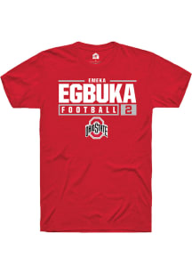 Emeka Egbuka  Ohio State Buckeyes Red Rally NIL Stacked Box Short Sleeve T Shirt