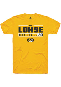Ian Lohse  Missouri Tigers Gold Rally NIL Stacked Box Short Sleeve T Shirt