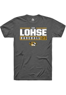Ian Lohse  Missouri Tigers Dark Grey Rally NIL Stacked Box Short Sleeve T Shirt