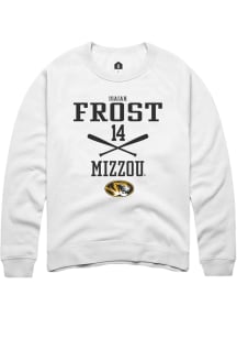 Isaiah Frost  Rally Missouri Tigers Mens White NIL Sport Icon Long Sleeve Crew Sweatshirt