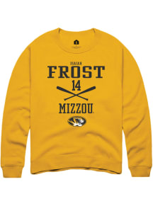 Isaiah Frost  Rally Missouri Tigers Mens Gold NIL Sport Icon Long Sleeve Crew Sweatshirt