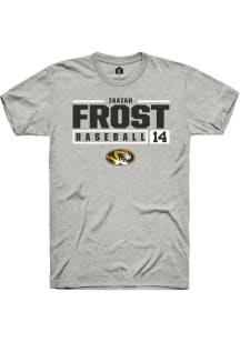 Isaiah Frost  Missouri Tigers Ash Rally NIL Stacked Box Short Sleeve T Shirt