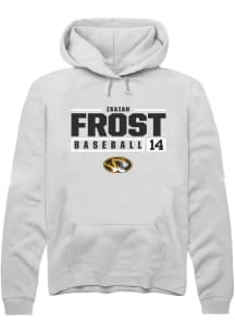 Isaiah Frost  Rally Missouri Tigers Mens White NIL Stacked Box Long Sleeve Hoodie