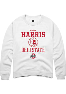 Hudson Harris Rally Mens White Ohio State Buckeyes NIL Sport Icon Crew Sweatshirt