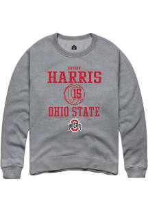 Hudson Harris Rally Mens Graphite Ohio State Buckeyes NIL Sport Icon Crew Sweatshirt