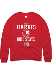 Hudson Harris Rally Mens Red Ohio State Buckeyes NIL Sport Icon Crew Sweatshirt