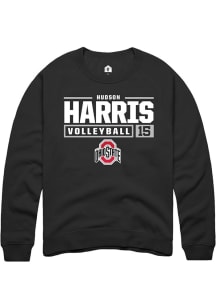 Hudson Harris Rally Mens Black Ohio State Buckeyes NIL Stacked Box Crew Sweatshirt